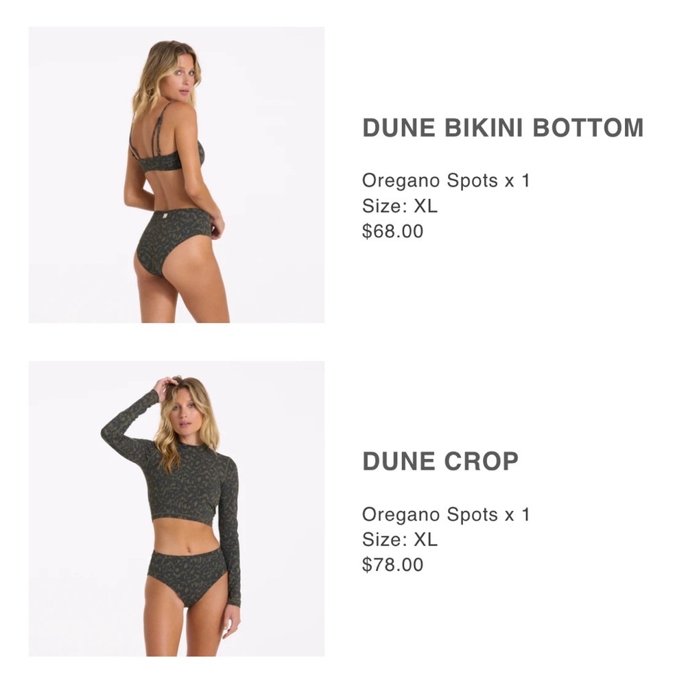 Vuori Dune bikini cropped top swim set Oregano Dot XL